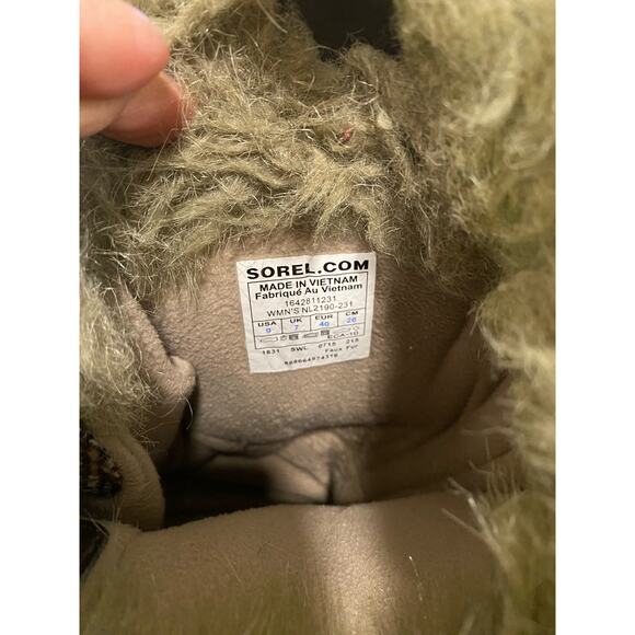 SOREL Herringbone Quilted Brown Winter Waterproof Boots Faux Fur Trim Lined 9us - Picture 3 of 9